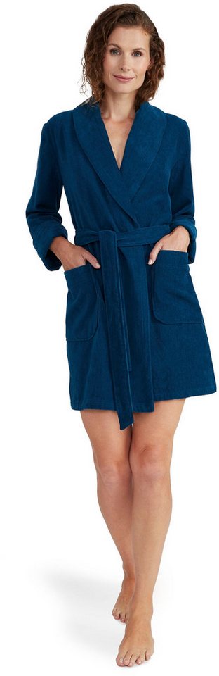 Möve Damenbademantel Vibrant Opulence, Kurzform, Veloursfrottier, Schalkragen, Gürtel, aus 100% weicher Premium Baumwolle von Möve