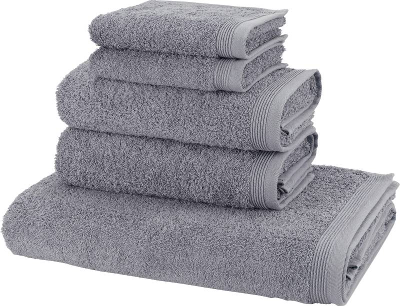 Möve Handtuch Set "Basic", (Set, 5 St., 2 Gästetücher 30x50 cm-2 Handtücher 50x100 cm-1 Badetuch 80x150 cm), 5tlg.-Set: 2xGäste- 2xHand- und 1xBadetuch in Walkfrottier Qualität von Möve
