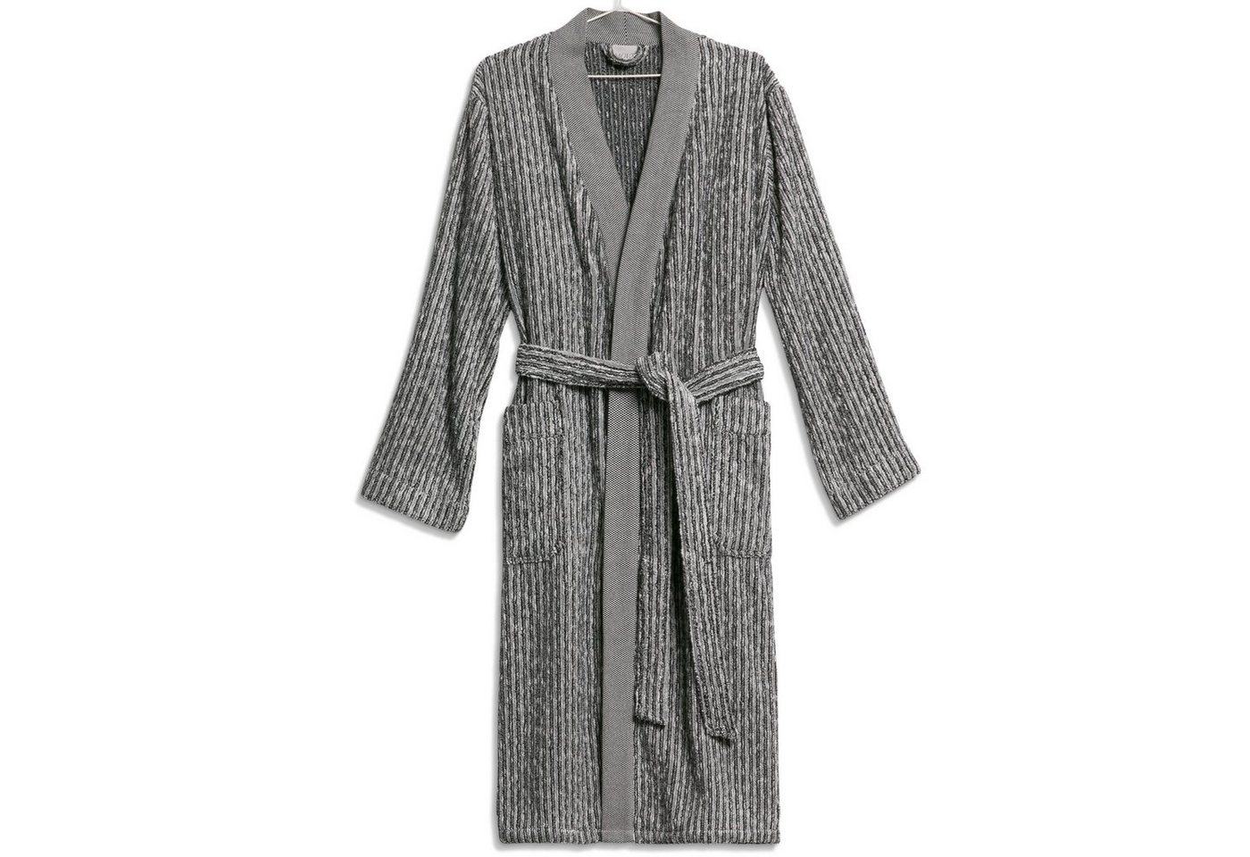 Möve Unisex-Bademantel Brooklyn Pinstripe Kimono Frottier, Kimono, 85% Baumwolle, 10% Viskose, 5% Leinen von Möve