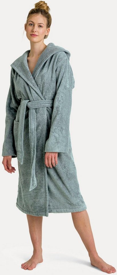 Möve Unisex-Bademantel Superwuschel Kapuze, ideal für Sauna & Spa, Hotelbademantel, Langform, Walkfrottier, Kapuze, Gürtel, in Uni von Möve