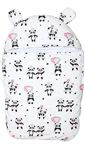 Moewe Baby Fußsack für Neugeborene | Ganzjahresschlafsack aus 100% Baumwolle 2,5 TOG | perfekt für unterwegs | Integrierter Wind- und Sonnenschutz | kuschelweich und atmungsaktiv | Anti Kick(Panda) von Moewe