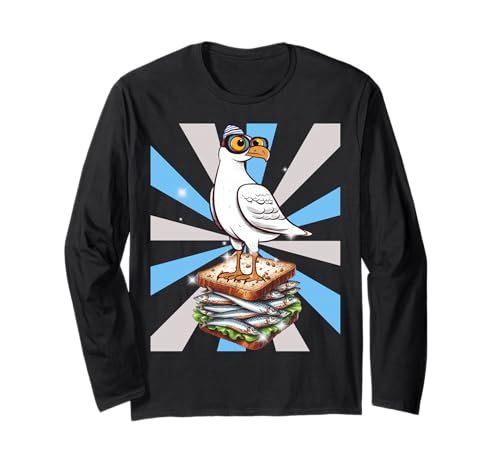 maritim Kinder Sandwidsch Möwe Fisch Fische 60er Langarmshirt von Möwen Küste Meer Vögel Natur