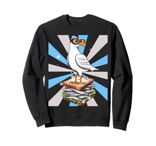maritim Kinder Sandwidsch Möwe Fisch Fische 60er Sweatshirt von Möwen Küste Meer Vögel Natur