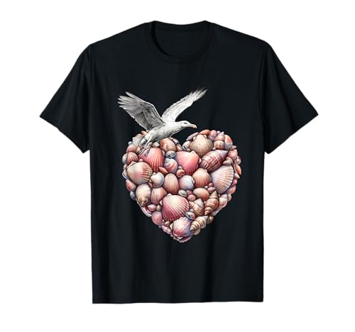 Möwe Möwen maritim Herz Herzen Muscheln Muschel Kinder Kind T-Shirt Möwe Möwen maritim Herz Herzen Muscheln Muschel Kinder Kind T-Shirt von Möwen Möwe Küste Meer Vögel Natur