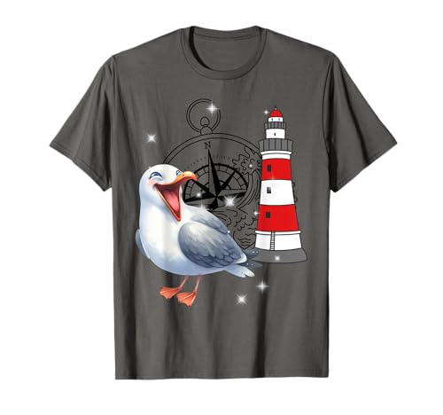 maritim Möwen Möwe Leuchtturm Kinder Kompass lustig Seemöwe T-Shirt maritim Möwen Möwe Leuchtturm Kinder Kompass lustig Seemöwe T-Shirt von Möwen Möwe Küste Meer Vögel Natur