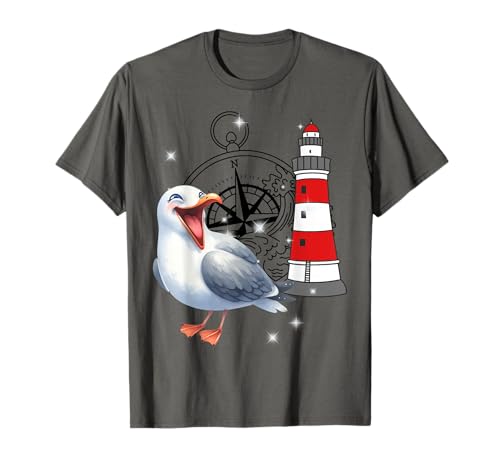 maritim Möwen Möwe Leuchtturm Kinder Kompass lustig Seemöwe T-Shirt von Möwen Möwe Küste Meer Vögel Natur