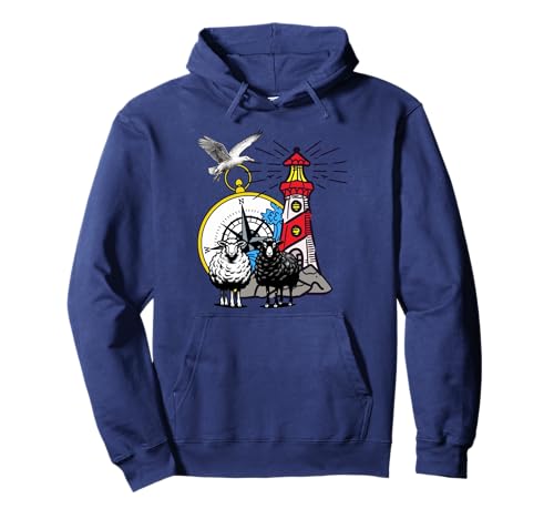maritim Schafe Leuchtturm Kinder Möwe Möwen Kompass Pullover Hoodie maritim Schafe Leuchtturm Kinder Möwe Möwen Kompass Pullover Hoodie von Möwen Möwe Küste Meer Vögel Natur