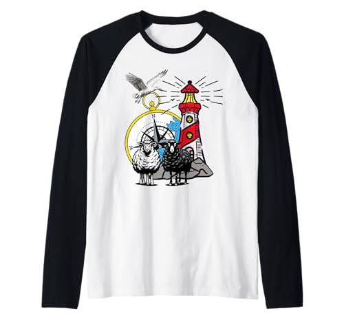 maritim Schafe Leuchtturm Kinder Möwe Möwen Kompass Raglan maritim Schafe Leuchtturm Kinder Möwe Möwen Kompass Raglan von Möwen Möwe Küste Meer Vögel Natur