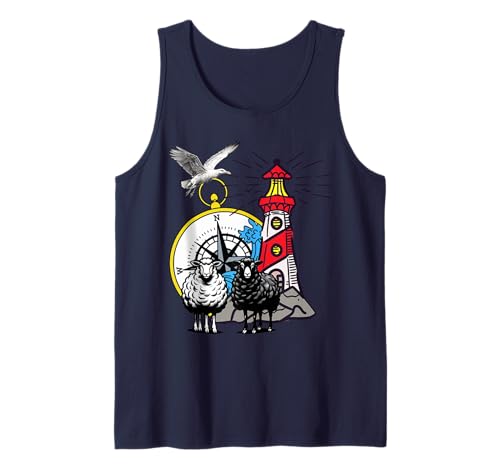 maritim Schafe Leuchtturm Kinder Möwe Möwen Kompass Tank Top von Möwen Möwe Küste Meer Vögel Natur