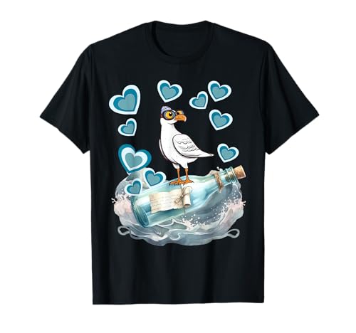 maritim Retro Möwe Möwen Flaschenpost Meer Seemänner Kind T-Shirt von Möwen Seefahrer Boot Schiff Matrosen Kutter