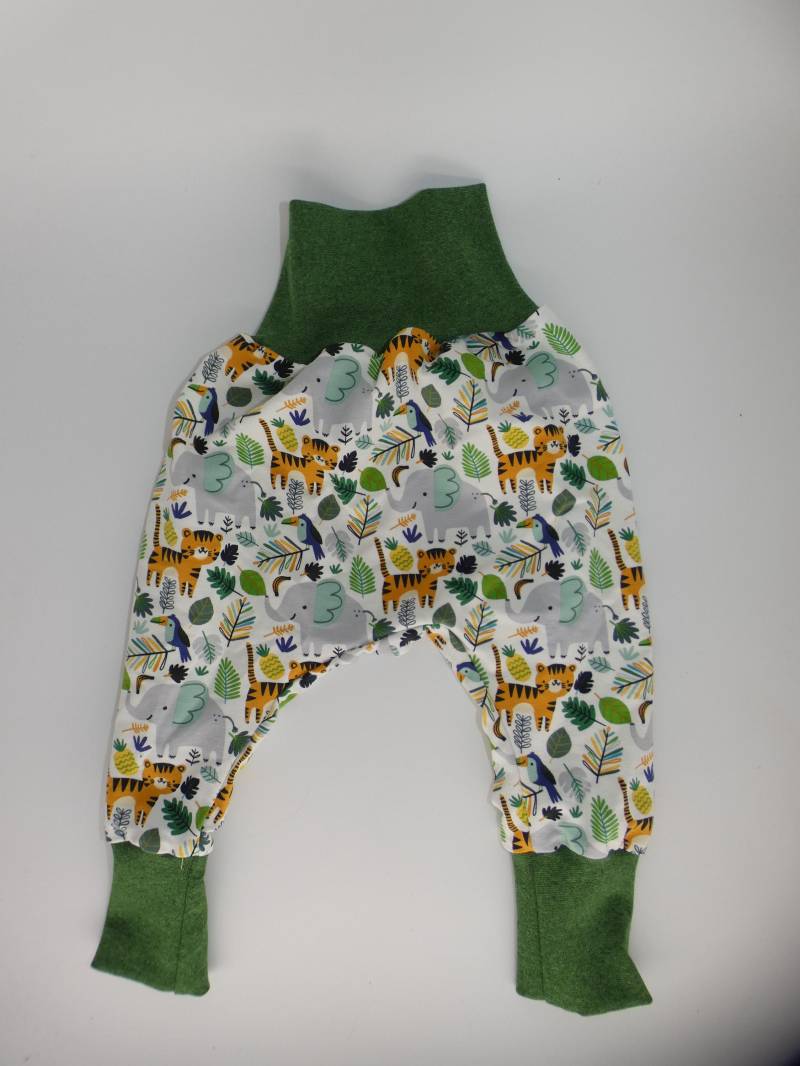 Pumphose, Hose, Sweathose, French Terry, Dschungel, Safari, Elefant, Giraffe von Moewenkind