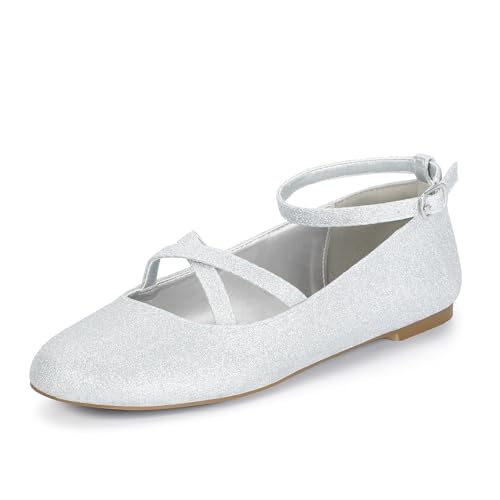 Mofri ShowHow Mary Jane Ballerinas für Damen, runde Zehen, Mary Jane, Knöchelriemen, Ballerinas, Schuhe, Hochzeit, Freizeit, Büro, Kleid, Silber Glitter, 37.5 EU Mofri ShowHow Mary Jane Ballerinas für Damen, runde Zehen, Mary Jane, Knöchelriemen, Ballerinas, Schuhe, Hochzeit, Freizeit, Büro, Kleid, Silber Glitter, 37.5 EU von Mofri