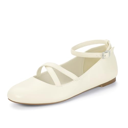 Mofri ShowHow Mary Jane Ballerinas für Damen, runde Zehen, Mary Jane, Knöchelriemen, Ballerinas, Schuhe, Hochzeit, Freizeit, Büro, Kleid, Weißes Pu, 36 EU Mofri ShowHow Mary Jane Ballerinas für Damen, runde Zehen, Mary Jane, Knöchelriemen, Ballerinas, Schuhe, Hochzeit, Freizeit, Büro, Kleid, Weißes Pu, 36 EU von Mofri