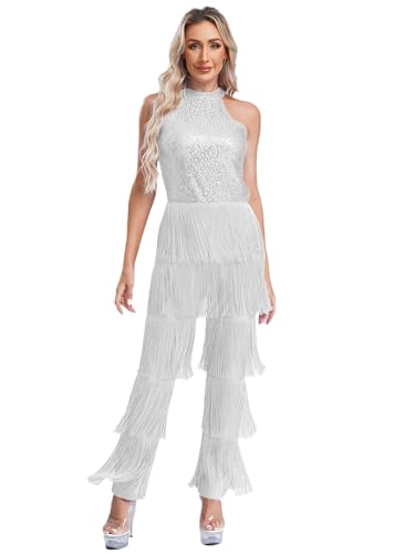 Moggemol Disco Kostüm Für Damen Glitzer Fransen Hosen Mit Schlag 80er Jahre Tanzanzug Silber M Moggemol Disco Kostüm Für Damen Glitzer Fransen Hosen Mit Schlag 80er Jahre Tanzanzug Silber M von Moggemol