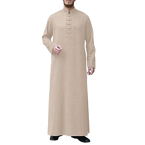 Kaftan Herren Islam, Muslim Kaftan Für Männer Gewand Arabisch Gebet Eid Kleidung Saudi-Arabisches Langarm-Gewand Für Herren Crew Stehkragen Thobe Islamische Kleidung Aus Dem Nahen Osten von Moginp