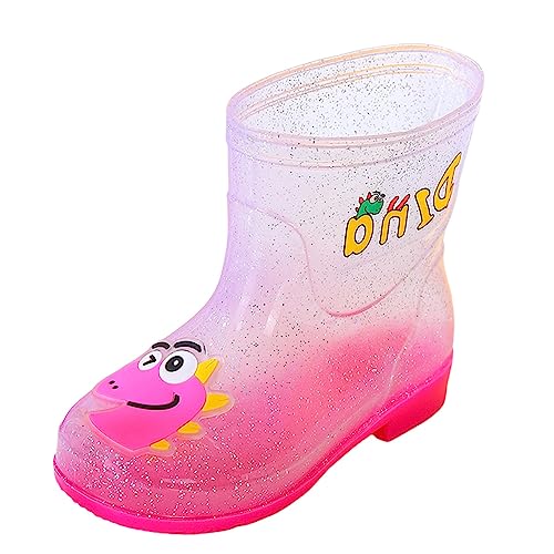 Kinder Schuhe Niedlichen Cartoon Mitte Rohr Regen Stiefel Mode Transparent Praktische Outdoor Kleine Regen Stiefel Wasserdichte Winterstiefel Kinder (M2-Pink, 25 Toddler) von Moginp