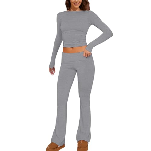 Lounge Set Damen Skims Dupe Long Sleeve Loungewear, Yoga Set Frauen Bekleidung Sport Set Jogger Comfy Cotton Jersey Set Baumwolle Elegant Lounge-Sweatsuit-Set für Frauen von Moginp