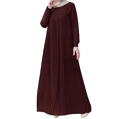 Muslimische Kleider für Damen Langarm Gebetskleidung Muslim Kleidung Für Frauen Muslimische Robe Langarm Einfarbig Gebet Abaya Islamischer Naher Osten Dubai Türkei Arabische Kaftan (X10-Red, XXL) von Moginp