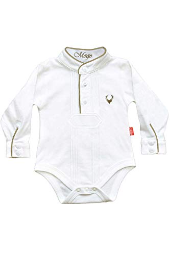 Mogo Baby - Jungen Babybody Pfoad-Hemd weiß braun, WEIß/BRAUN, 50/56 von Mogo