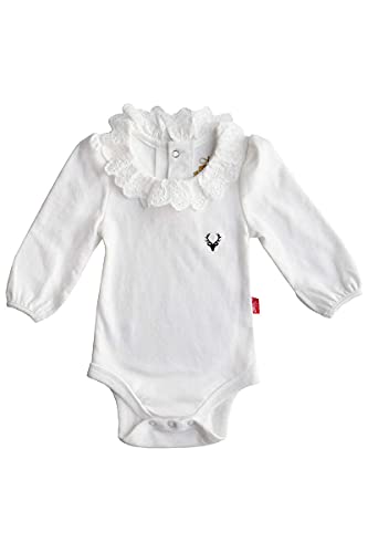 Mogo Baby - Mädchen Mädchen Baby-Body Langarm mit Spitzenkragen weiß, WEIß, 80/86 von Mogo