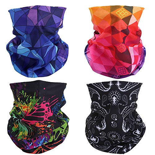 Mogokoyo 4 Stück Damen Herren Kinder Multifunktionstuch/Sturmmaske/Halstuch/Schlauchtuch für Motorrad Fahrrad Bergsteigen in vielen Farben (#2) von Mogokoyo