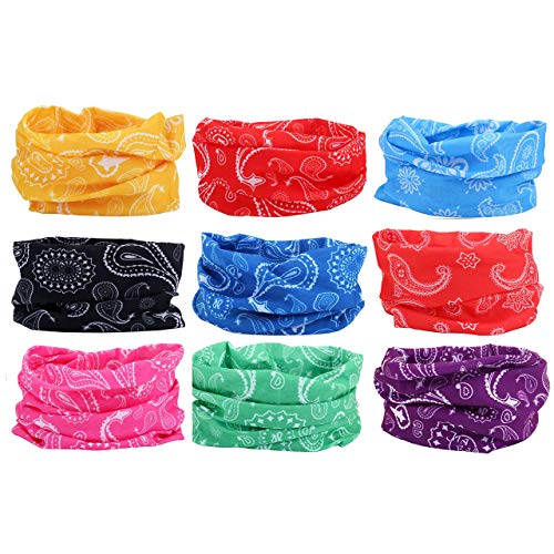 Mogokoyo 9 Stück Damen Herren Kinder Multifunktionstuch/Sturmmaske/Halstuch/Schlauchtuch (Blume) von Mogokoyo