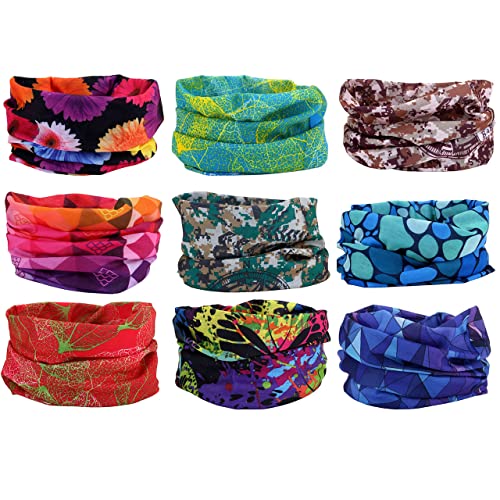 Mogokoyo 9 Stück Damen Herren Kinder Multifunktionstuch/Sturmmaske/Halstuch/Schlauchtuch (Sommer stil) von Mogokoyo