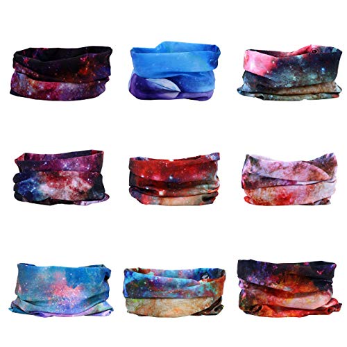 Mogokoyo 9 Stück Damen Herren Kinder Multifunktionstuch/Sturmmaske/Halstuch/Schlauchtuch für Motorrad Fahrrad Bergsteigen in vielen Farben (Sternenhimmel #2) von Mogokoyo