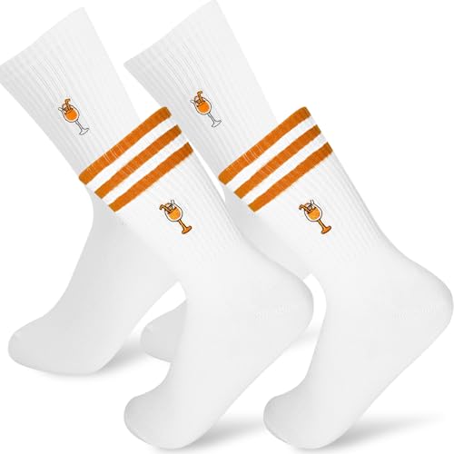 MoguGo 2 Paar Aperol Socken Aperol Spritiz Geschenk Lustige Damen Sockens 36-42 Baumwolle Socken für für Aperol-Liebhaber Tennissocken Sportsocken Geburtstagsgeschenk Accessoires von MoguGo
