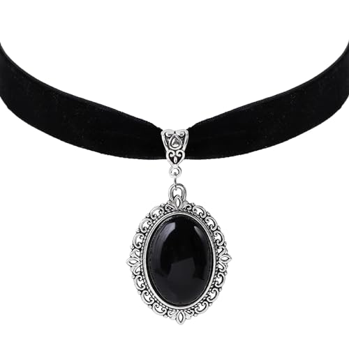 Moguri® Gothic Vintage viktorianische Choker Halskette, Choker Halskette, schwarzer Samt, Gothic Vintage Schmuck Geschenk für Mädchen, Mutter, Freunde von Moguri