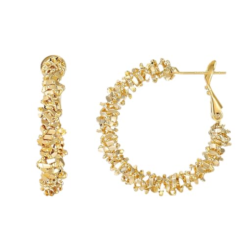 Moguri® Vergoldete Creolen für Frauen, trendige, gedrehte Zirkonia-Creolen, klobige Gold-Creolen, Manschette,leichter,hypoallergener Schmuck für Teenager-Mädchen,Geschenke von Moguri
