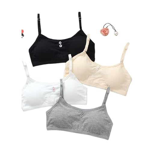Moguri 4Packs Mädchen gepolsterte Training BHS, Teen Mädchen dünne Baumwolle atmungsaktiv Sport-BH passen Push-up-BH Laufen für 10-16 Jahre Draht frei von Moguri