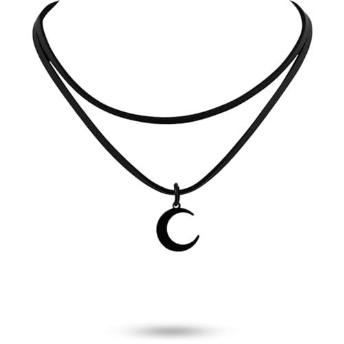Moguri Schwarze Doppelketten-Mondkette für Damen, Gothic Choker, Boho Halskette, Y2K Accessoires, Vintage Schmuck, Halloween Grunge Halsband, Viktorianisch, Mittelalter Design, Witchy Look Moguri Schwarze Doppelketten-Mondkette für Damen, Gothic Choker, Boho Halskette, Y2K Accessoires, Vintage Schmuck, Halloween Grunge Halsband, Viktorianisch, Mittelalter Design, Witchy Look von Moguri