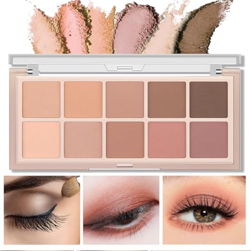 Moguri Zehn-Farben-Lidschattenpalette Mit rosabraun Tönen, Super Pigmentiert, Matt Bis Schimmernd, Langanhaltend Und Tierversuchsfrei, Ideal Für Alle Hauttöne von Moguri