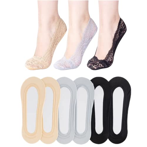 Moguxb Damen Socken Füßlinge Socken 6 Paar Unsichtbare Socken mit Rutschfest Silikon Invisible Socken No Show Socken Damen für Sneakers und Loafers von Moguxb