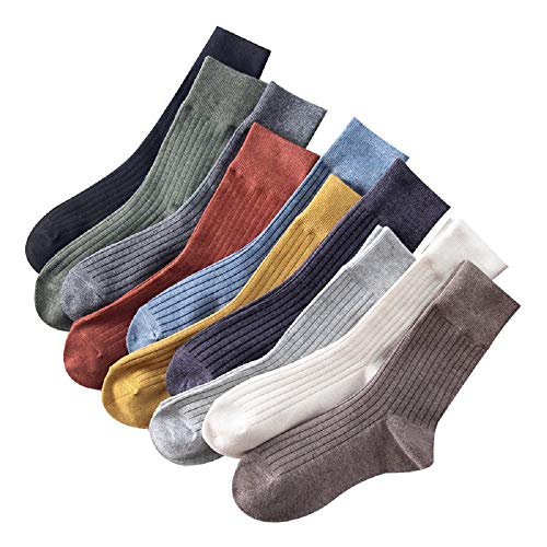 Moguxb Socken 10 Paar Damensocken Pure Farbe Damen Baumwollsocken Größe 34-40 atmungsaktive warme Socken Wadensocken für Frauen für Herbst & Winter von Moguxb