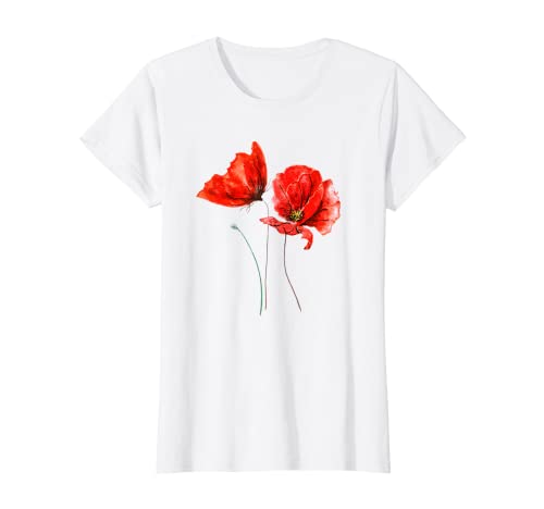 Mohnblumen Mohnblume Blumen rot Pflanzen Natur Damen Kinder T-Shirt von Mohnblumen Geschenke Geschenk Blumen rot Pflanzen