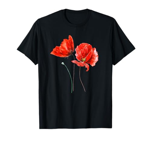 Mohnblumen rote Mohnblume Natur Damen Mädchen Herren Kinder T-Shirt von Mohnblumen Geschenke Geschenk Blumen rot Pflanzen