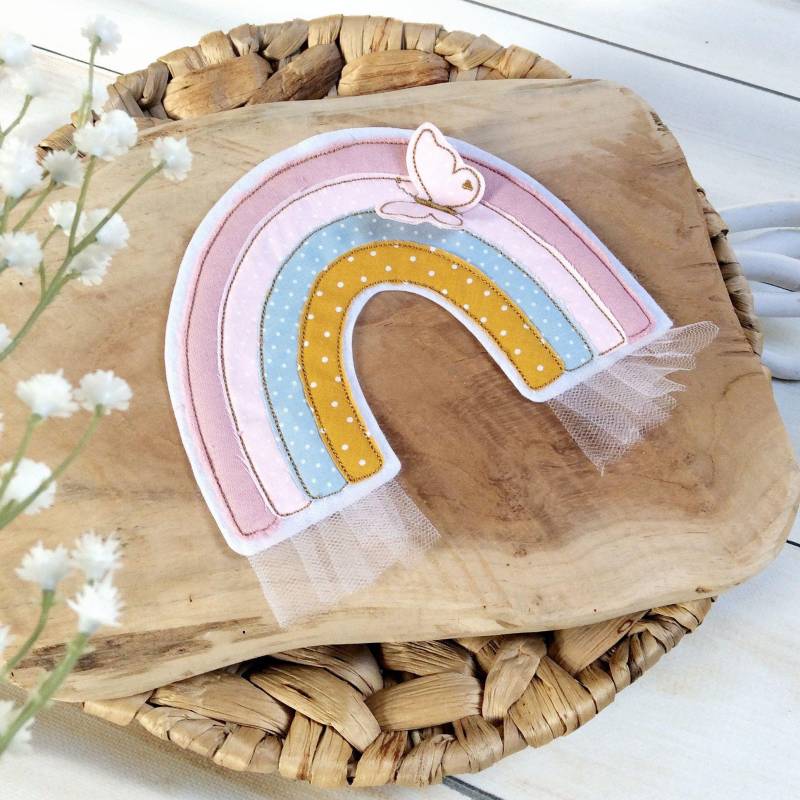 Applikation 3D Regenbogen Aufnäher Button Für Schultüte Mit Schmetterling Diy von MohnblumesWelt