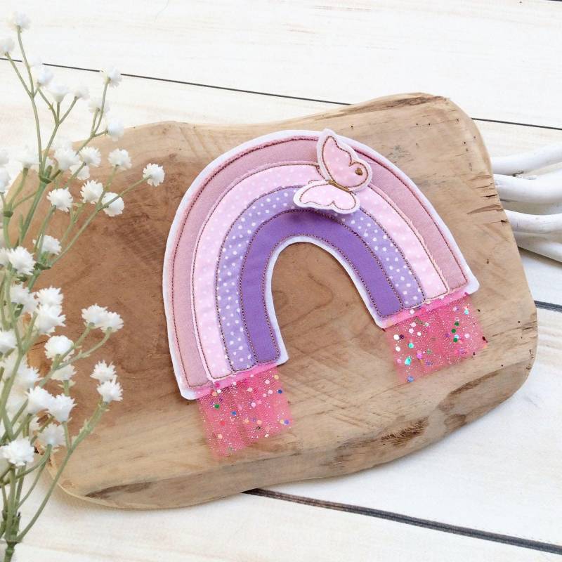 Applikation 3D Regenbogen Aufnäher Button Für Schultüte Mit Schmetterling Diy von MohnblumesWelt