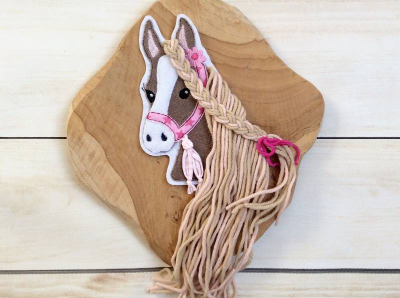 Applikation Aufnäher Button Für Schultüte Flicken Patch Motiv Auf Filz Pferd Mit Mähne Pony Mädchen von MohnblumesWelt
