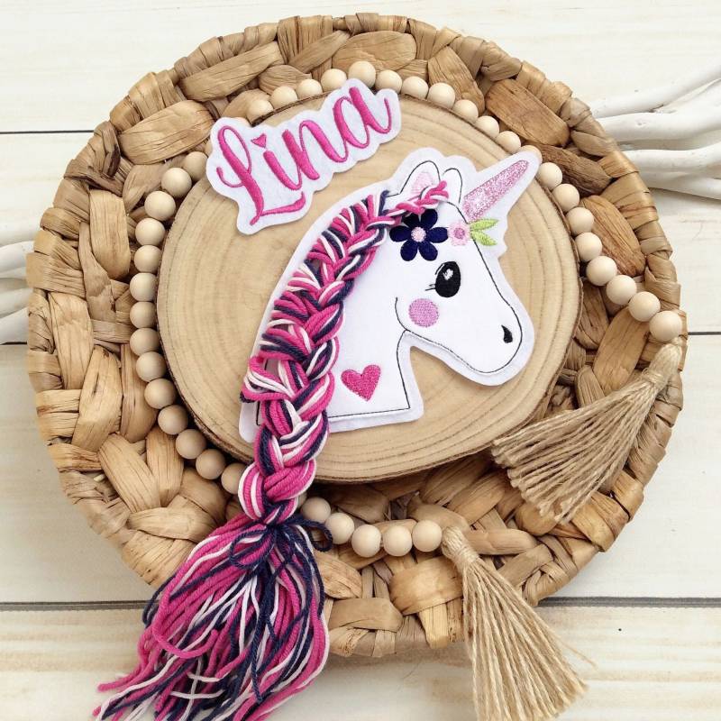 Applikation Boho Einhorn Mit Name Aufnäher Button Für Schultüte Flicken Patch Auf Filz Pferd Mähne von MohnblumesWelt