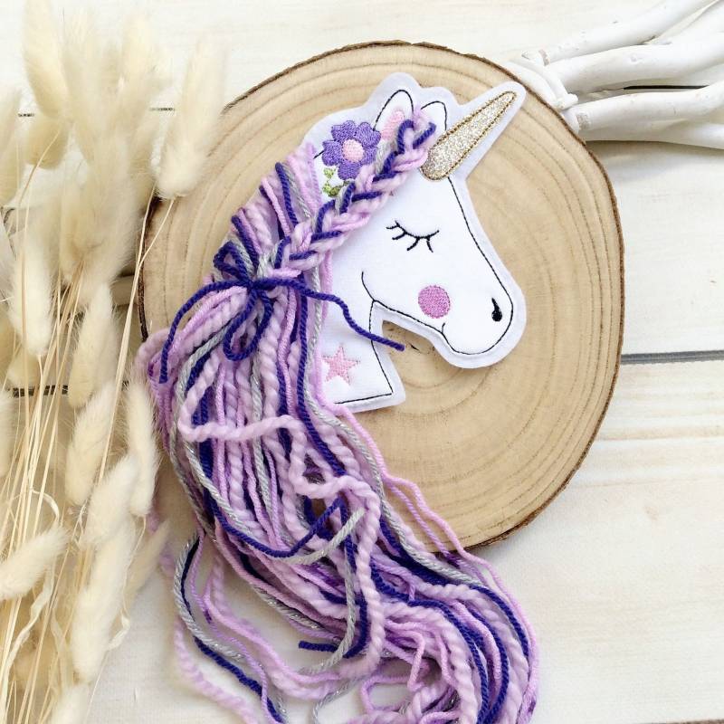 Applikation Boho Einhorn Mit Wollmähne Aufnäher Button Schultüte Diy Flicken Patch Auf Filz Pferd Mähne von MohnblumesWelt