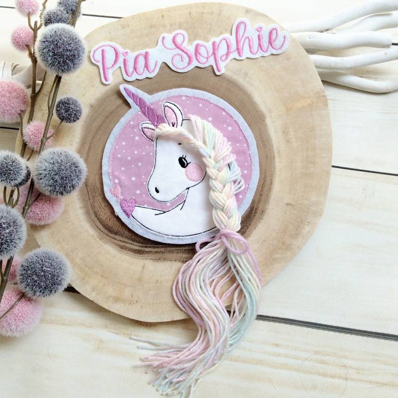 Applikation Einhorn Inkl. Wunschname M Aufnäher Button Mit Name Für Schultüte Flicken Patch Auf Filz Pferd Mähne von MohnblumesWelt