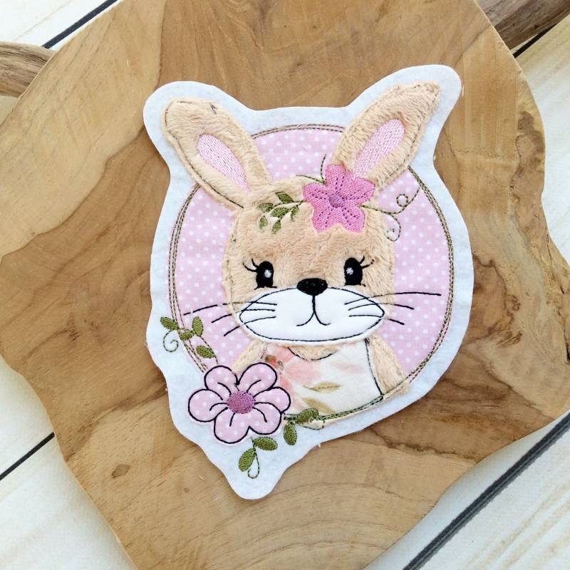 Applikation Hase Aufnäher Button Für Schultüte Patch Auf Filz Hasenmädchen Mit Fellimitat Diy von MohnblumesWelt