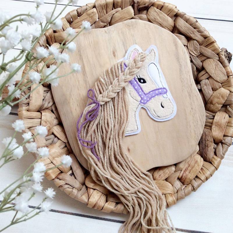 Applikation M Pferdekopf Aufnäher Button Für Schultüte Flicken Patch Motiv Auf Filz Pferd Mit Mähne Pony Mädchen von MohnblumesWelt
