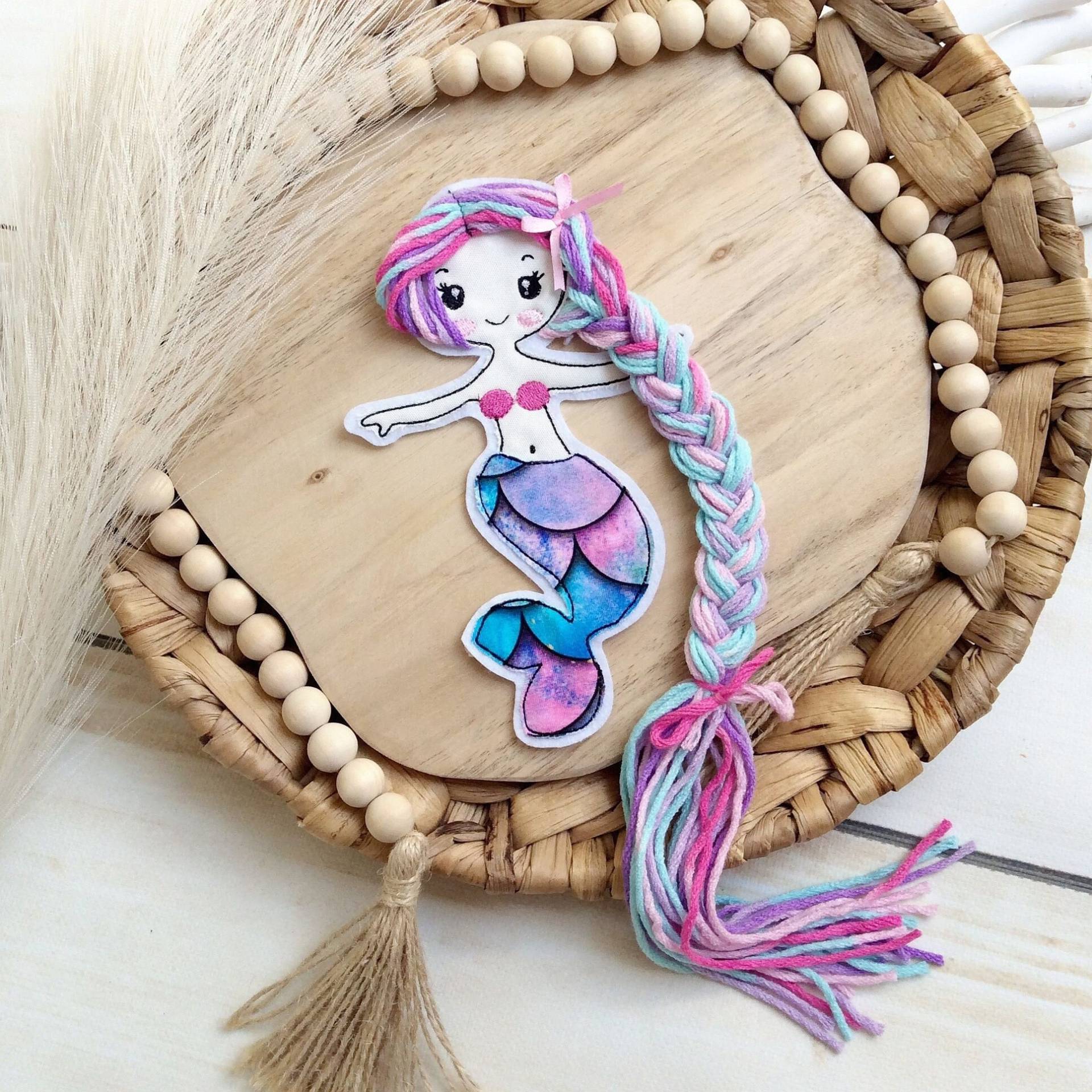 Applikation Nixe 3D Meerjungfrau M Aufnäher Button Schultüte Motiv Für Diy Auf Filz Fertige Mit Wollhaare von MohnblumesWelt