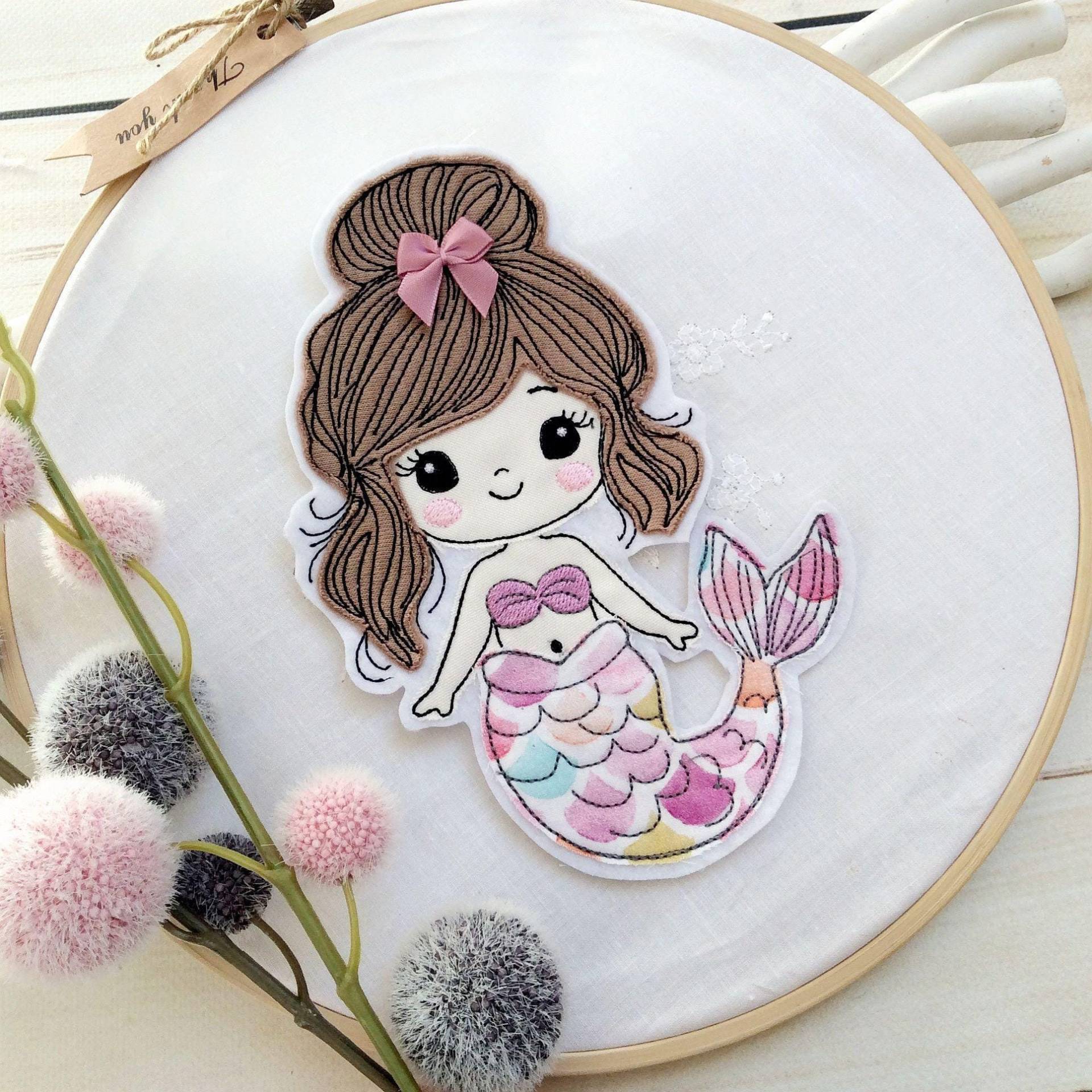 Applikation Nixe Meerjungfrau M Aufnäher Button Schultüte Motiv Für Diy Auf Filz Fertige Applikation Nixe Meerjungfrau M Aufnäher Button Schultüte Motiv Für Diy Auf Filz Fertige von MohnblumesWelt