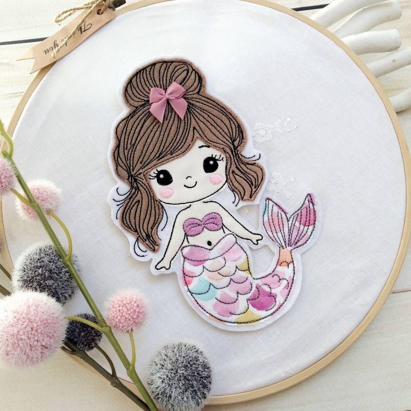 Applikation Nixe Meerjungfrau M Aufnäher Button Schultüte Motiv Für Diy Auf Filz Fertige Applikation Nixe Meerjungfrau M Aufnäher Button Schultüte Motiv Für Diy Auf Filz Fertige von MohnblumesWelt