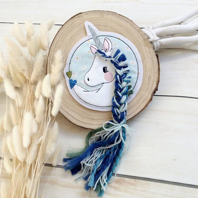 Applikation Pastell Einhorn Mit Zopf Aufnäher Button Für Schultüte Flicken Patch Auf Filz Pferd Mähne von MohnblumesWelt
